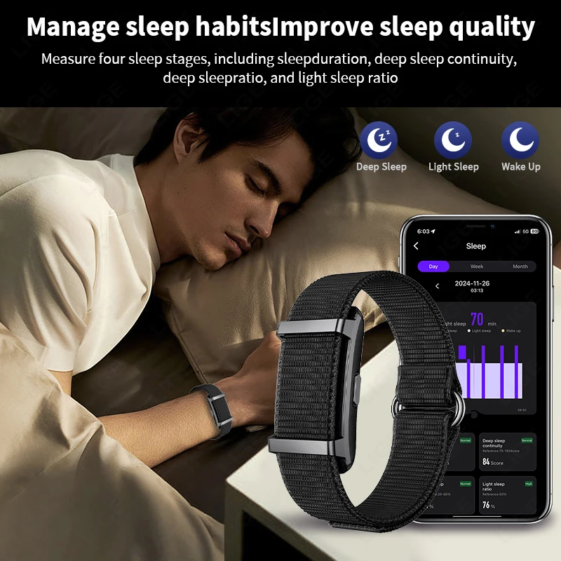 LIGE لا شاشة اللياقة البدنية سوار ذكي الرجال النساء الرياضة الفرقة ساعة مراقب معدل ضربات القلب 1ATM مقاوم للماء متعددة الوظائف معصمه