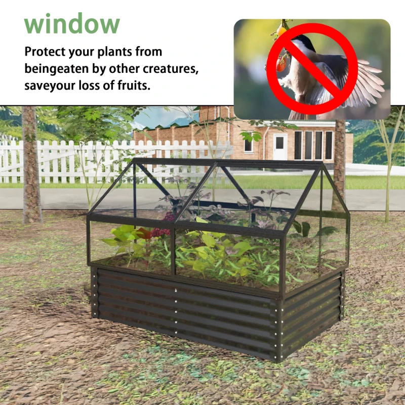 Large greenhouse and outdoor flower bed for growing vegetables, measuring 68.7 inches by 45 inches by 51.5 inches