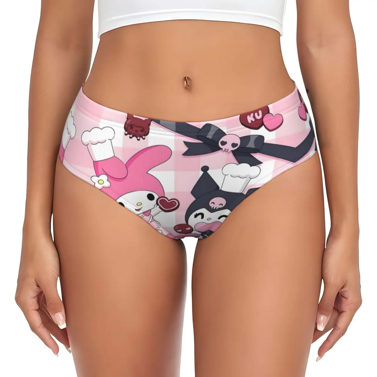 Custom Kuromi Animes Cartoon Kawaii Brief Panties for Women Breathable Stretch Classical Underwear