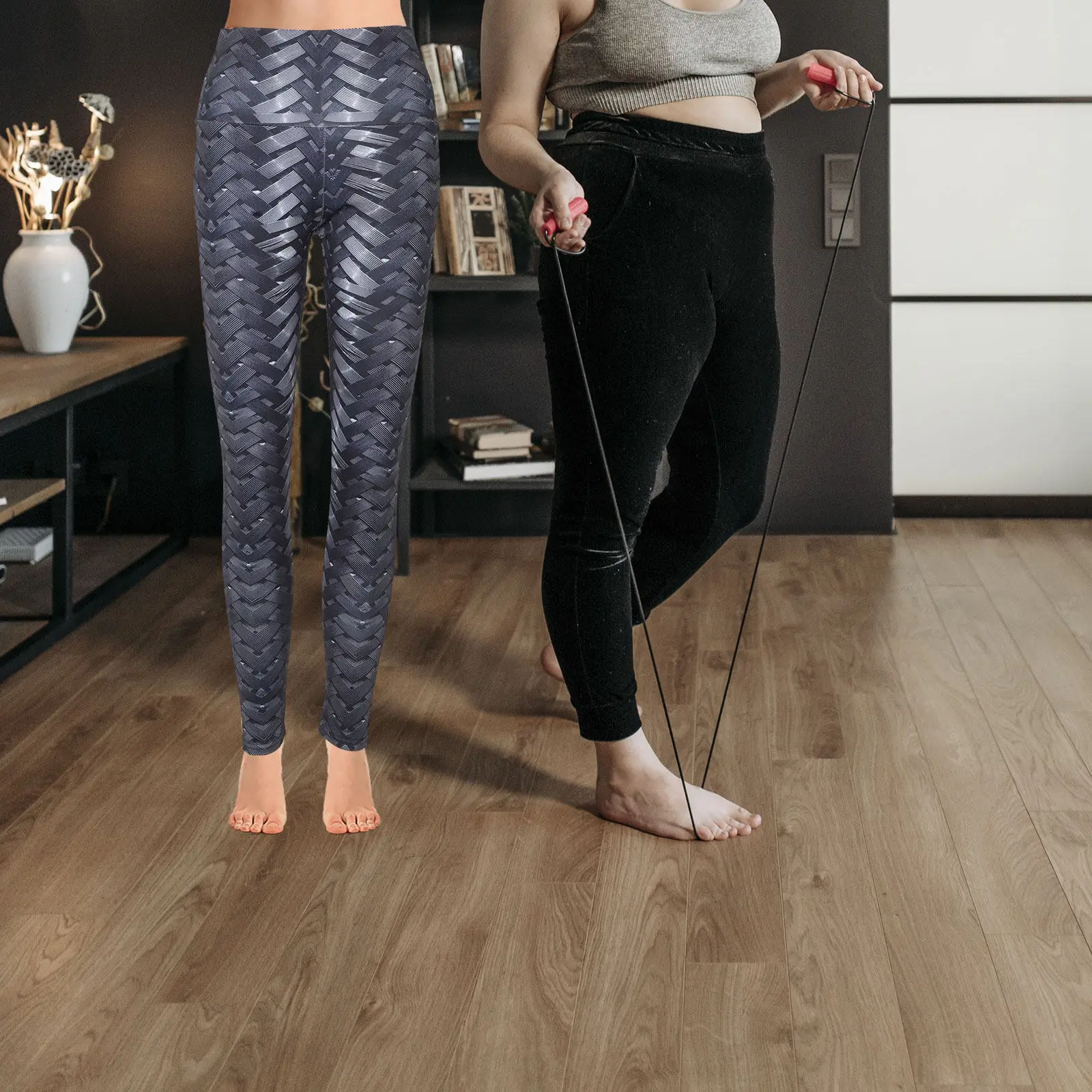 Women Yoga Pants High Waisted Woven Digital Print Comfortable Flexible Breathable Fabric for Yoga Studio Gym Fitness Running