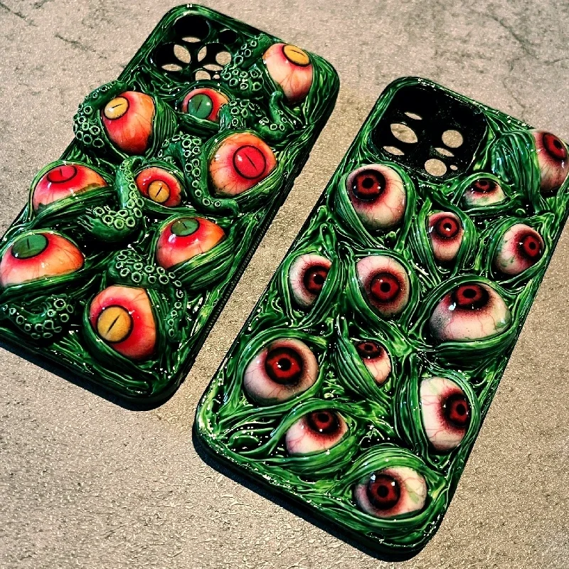 

4123 Original 3D Handmade Mobile Phone Case Cthulhu Eyes Bloody Tentacles Horror Fangs Gothic Mobile Phone Case Custom Gift