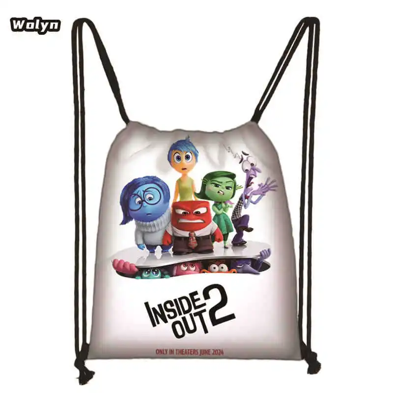 Inside Out 2 Drawstring Backpack Disney Anime Sadness Anger Anxiety Bag 3d Printing Schoolbag Kids Outdoor Sport Travel Knapsack