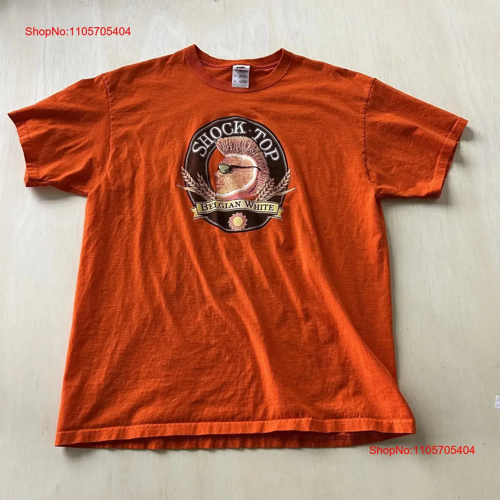 Fruit Of The Loom Shock Top T Shirt Mens XL Belgian White Beer long or short sleeves vintage Washed streetwear Breathable