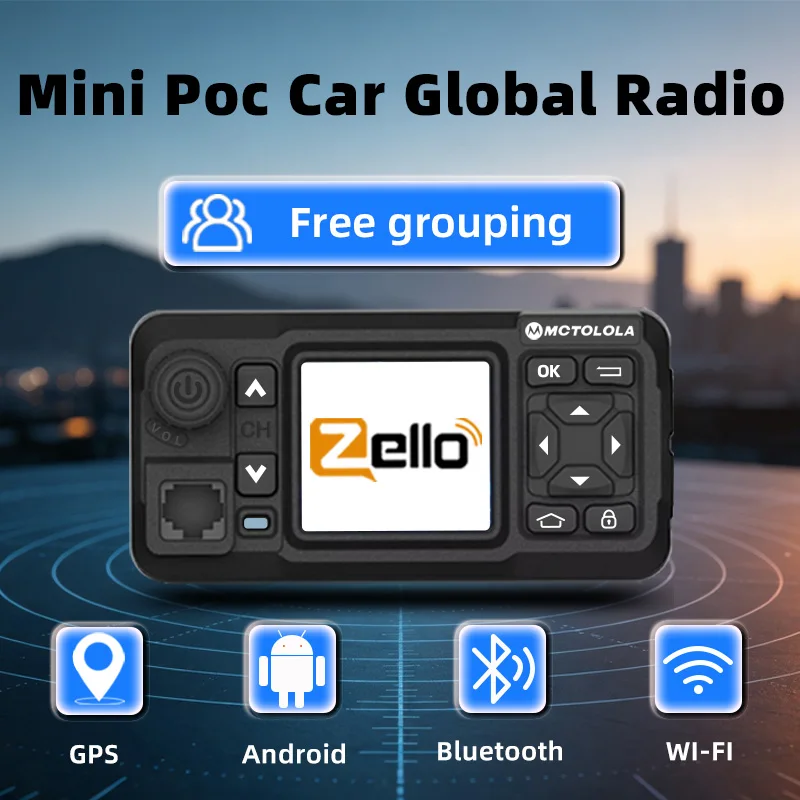 MOTOLOLA 4G zello Global POC Car Walkie Talkie Android5.1 Long Range Transmitter Ham Radio Support GPS Wifi Bluetooth Zello