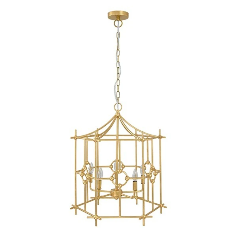 

American light luxury retro gold foil wrought iron birdcage chandelier/soft decoration customization/villa/model