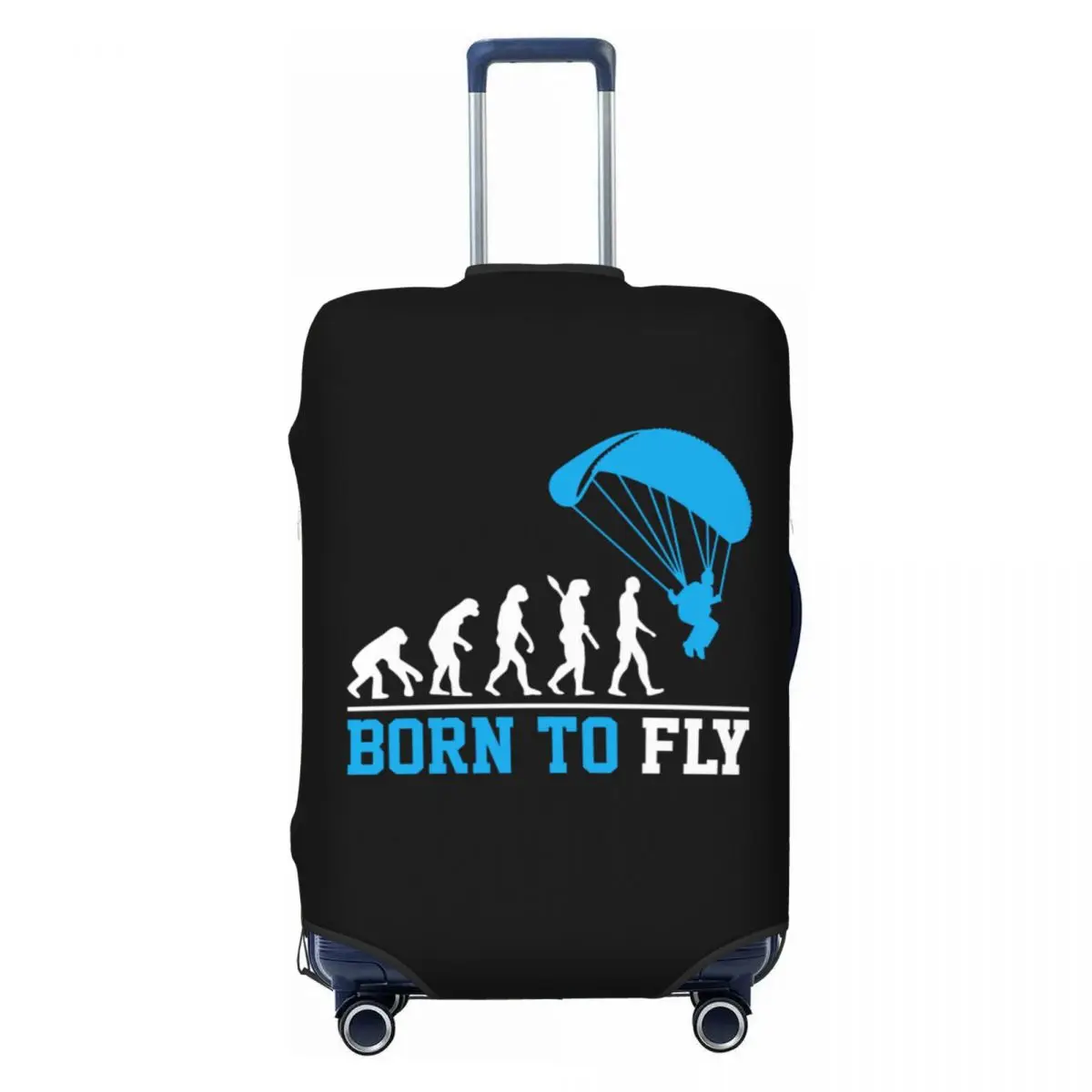 Custom Funny Evolution Paragliding Born To Fly Luggage Cover Protector Elastic Paraglider Skydiving Travel Suitcase Covers