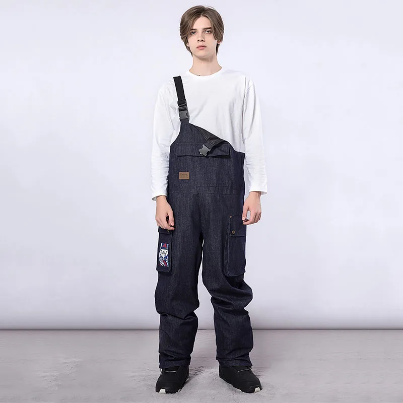 2023 nowe zimowe jednoczęściowe spodnie narciarskie kobiety mężczyźni Denim Outdoor kombinezon snowboardowy kombinezon wiatroszczelny wodoodporny kombinezon Snowpants