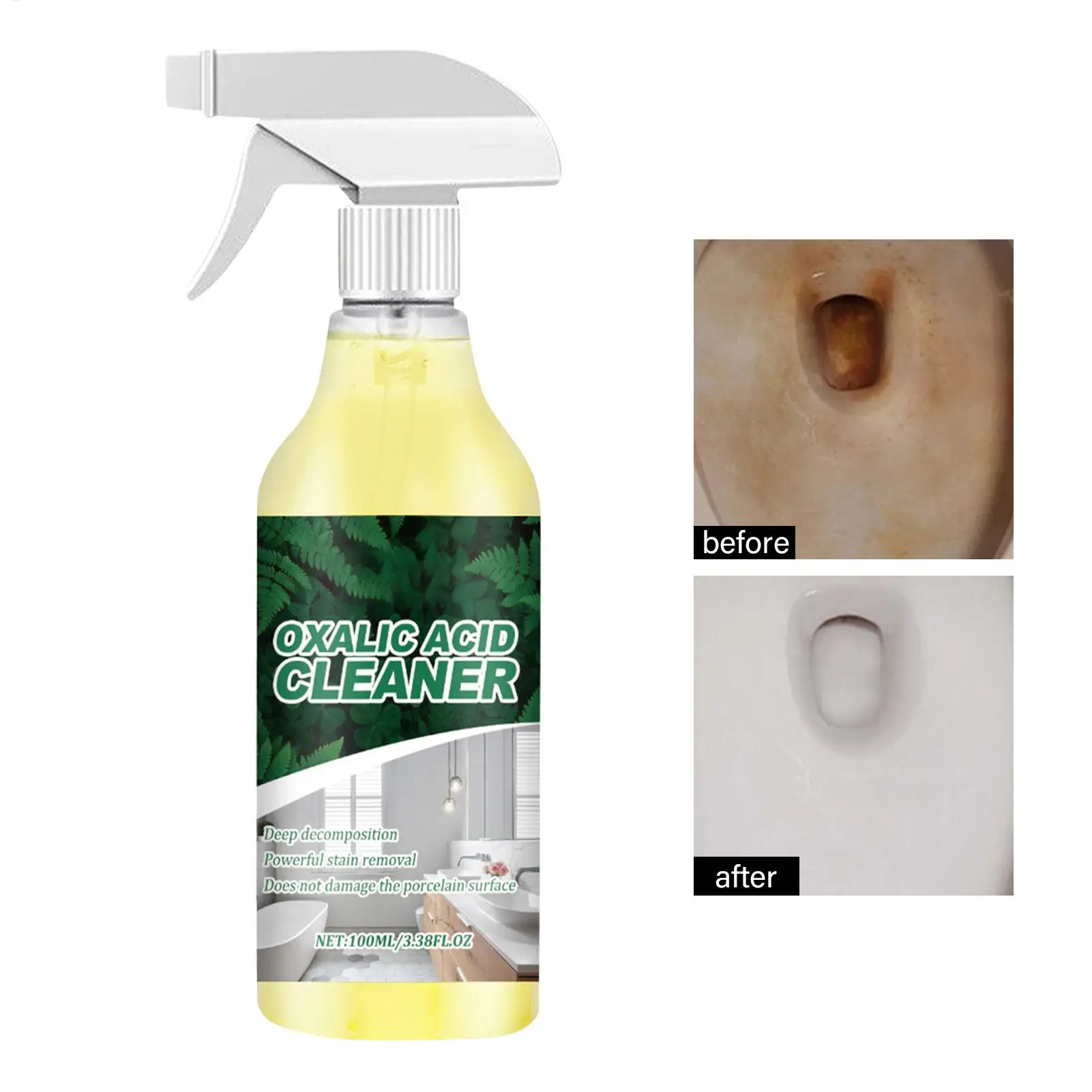 Toilet Bowl Cleaner Spray 100ml Removes Urine Stains & Yellow Buildup Deodorizing Protective Coating, Bathroom Cleaning Supplies