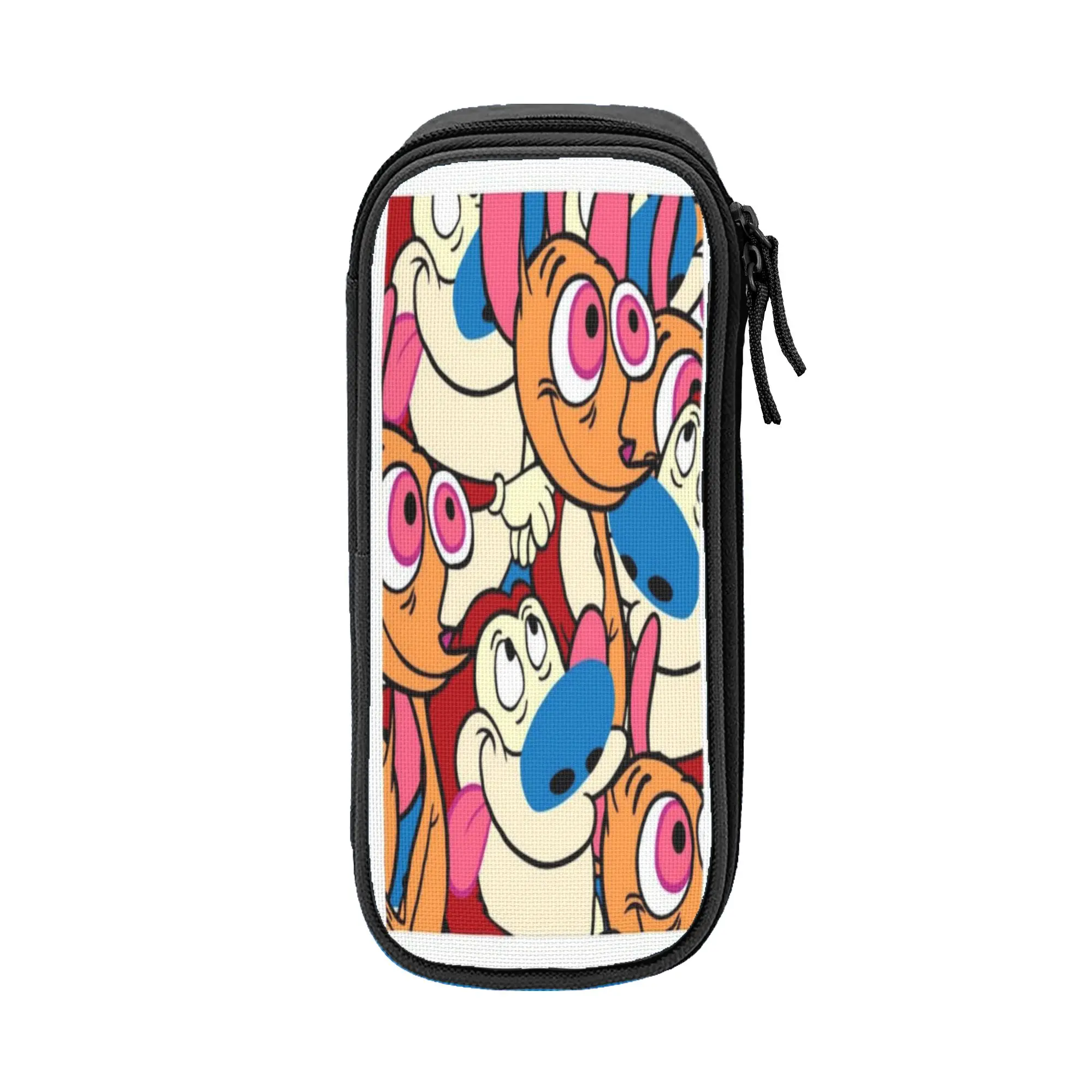  Duo Rucksack Ren & Stimpy  Merch Pencil Case Large Capacity Office Accessories  Pen Case Amazing Gift
