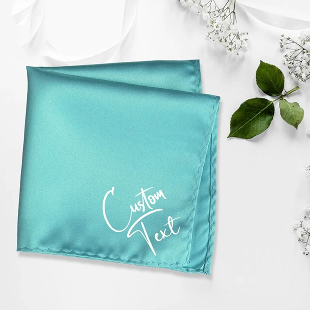 Personalized Wedding Silk Satin Handkerchief Groomsmen Small Shawls Napkins Handkerchief Banquet Decoration Custom Napkins Wraps