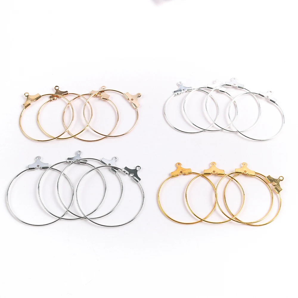 30pcs 25 30 35 mm Hoop Earrings Big Circle Ear Wire Hoops Findings For DIY Jewelry Making Supplies Accessories