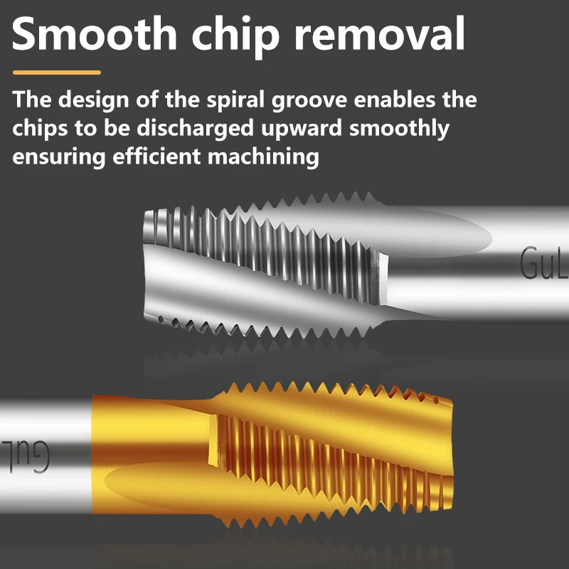 

GULING 1 шт. HSSE-35 JIS стандартная труба с TIN-покрытием, спиральный рифленый метчик NPT NPS 1/16 1/8 1/4 3/8 1/2, метчики с машинной резьбой