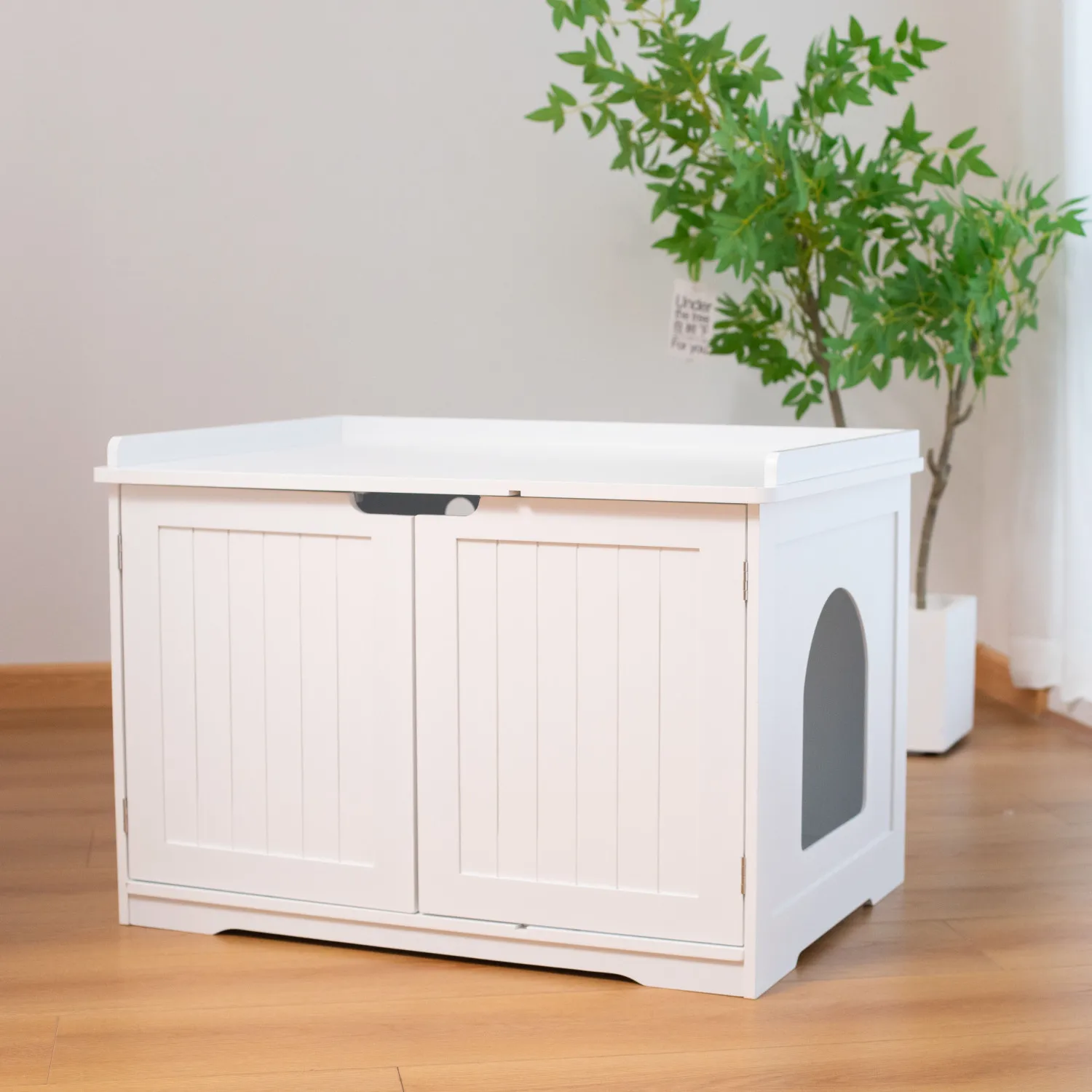 

30"Litter box shell, hidden litter box furniture cabinet, indoor cat room side table, large pet box bedside table, litter box to