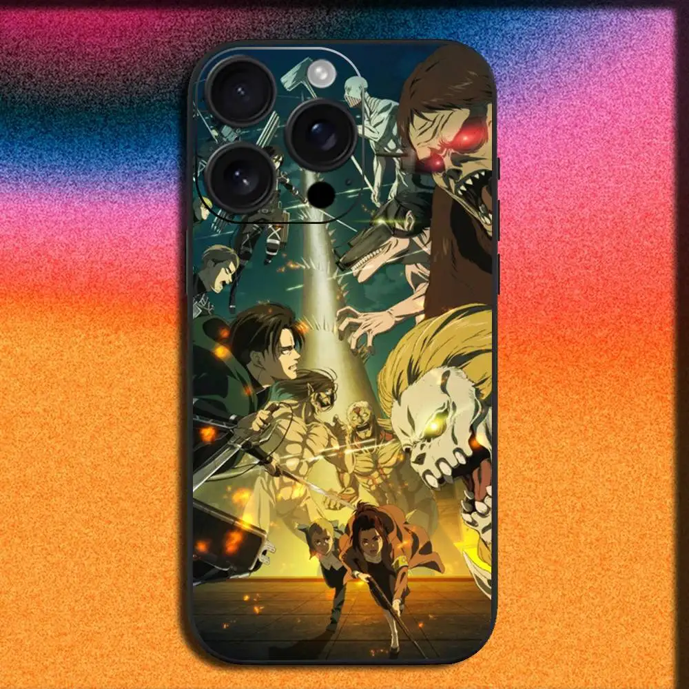 حافظة هاتف A-Attack on T-Titan Anime لهاتف iPhone 17,16,15,14,13,12,11,Pro,Max,Plus,E,SE4,Air,Mini Black Cover #4