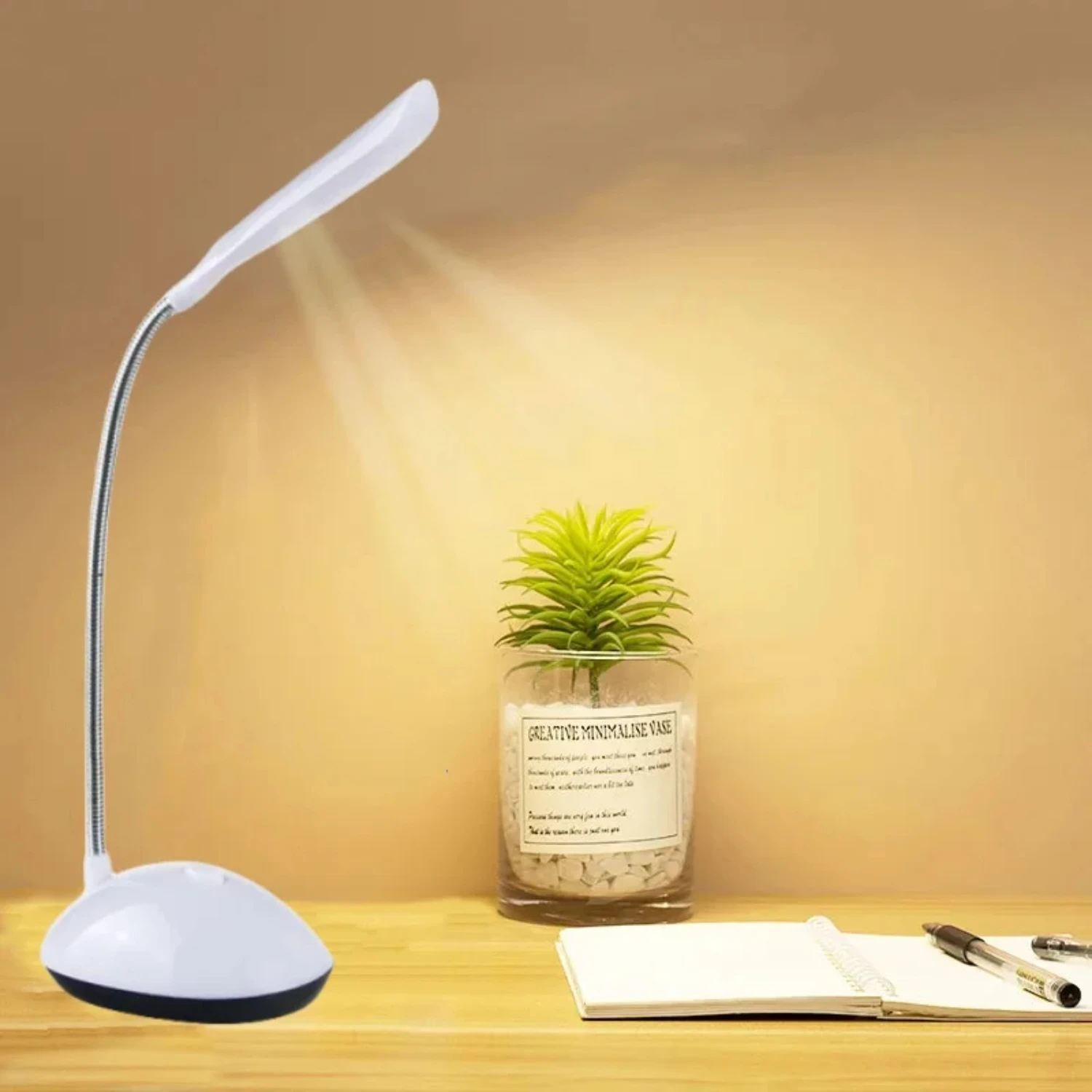 Portable Creative LED Desk Lamp with Adjustable Brightness - Eye-Caring Study Light for Bedroom - Conveniently Powered by AAA Ba