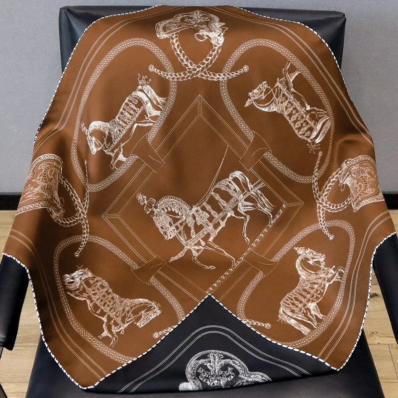 حك وشاح حريري النساء 90 سنتيمتر ساحة عصابات الفاخرة المصممين الرقبة والأوشحة شالات منديل 35 "x 35" الأم هدية AB طباعة