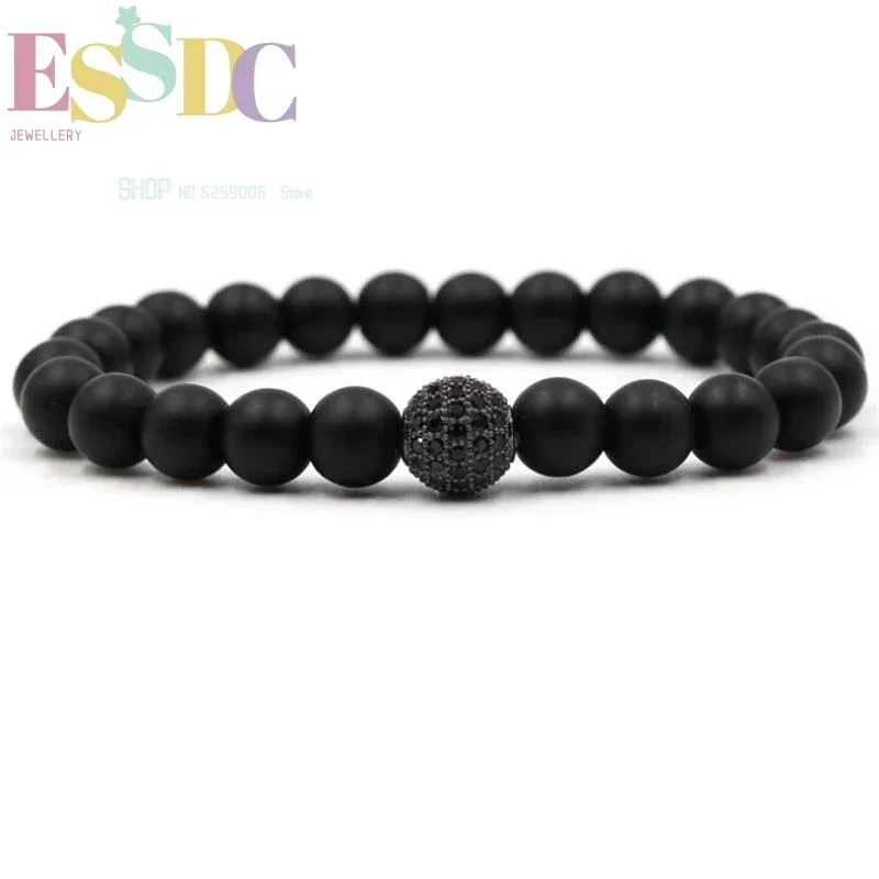Matte Black Agate Micro-set Ball Energy Handmade Beading Bracelet For Men Or Women Jewelry Wholesale
