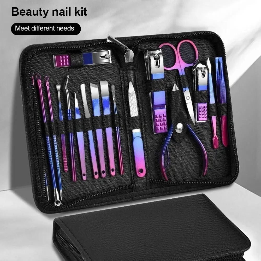 18/30pcs Stainless Steel Manicure Pedicure Kit All-in-One Multifunctional Pedicure Manicure Set with Storage Box