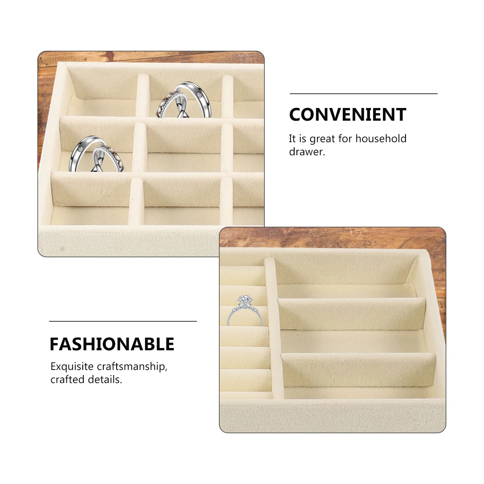 

4pcs Storage Box Jewelry Drawer Organizer Flannel Lining Large Capacity Lightweight Exquisite Craftsmanship Classified Design