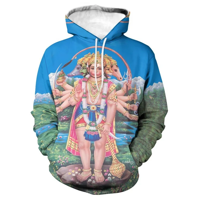 Mode Harajuku 3d Hinduismus Hanuman Druck Hoodies für Männer Kind coole Streetwear Kapuze Hoody Unisex Sweatshirts Herren bekleidung