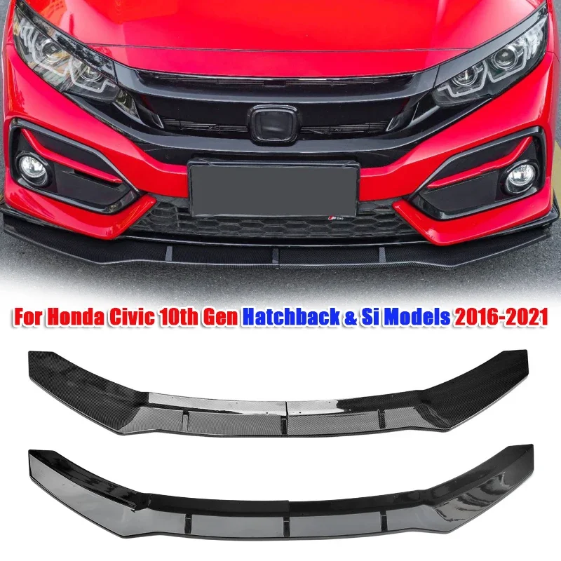 Car Front Bumper Lip Spoiler Splitter Diffuser Body Kits for Honda Civic 10th Gen Hatchback & Si Models 2016-2021