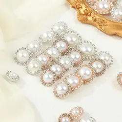 10Pcs Pearl Clothing Buttons 15/17/19/21MM Shirt Buttons Shiny Rhinestone Sewing Button Needlework DIY Clothing Accessories