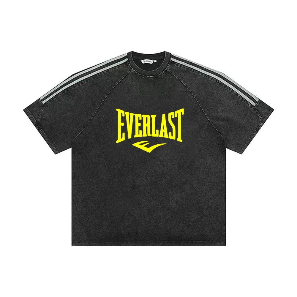 

EVERLASTFashion trend printed men's shoulder wash High quality T-shirt Loose comfortable outdoor loose fitting short sleeves