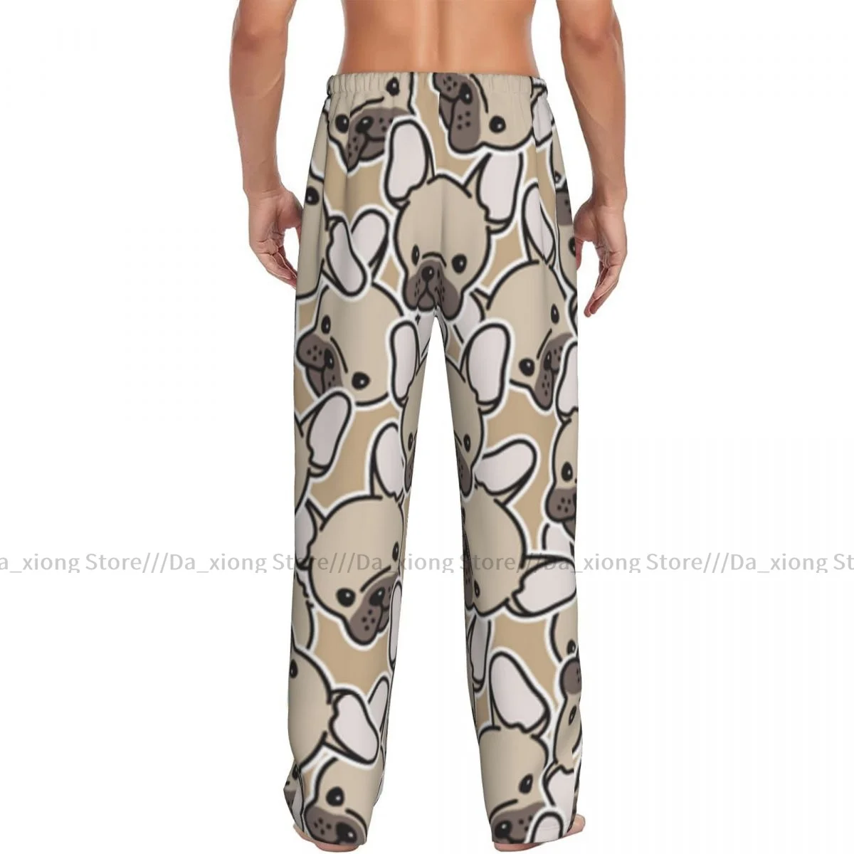 Men Sleep Bottoms Male Lounge Trousers Men\'s French Bulldog Head Pajama Pants