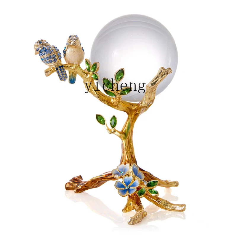 BJ4-9  light luxury crystal ball ornament, good luck to attract wealth, living room TV cabinet entrance enamel color