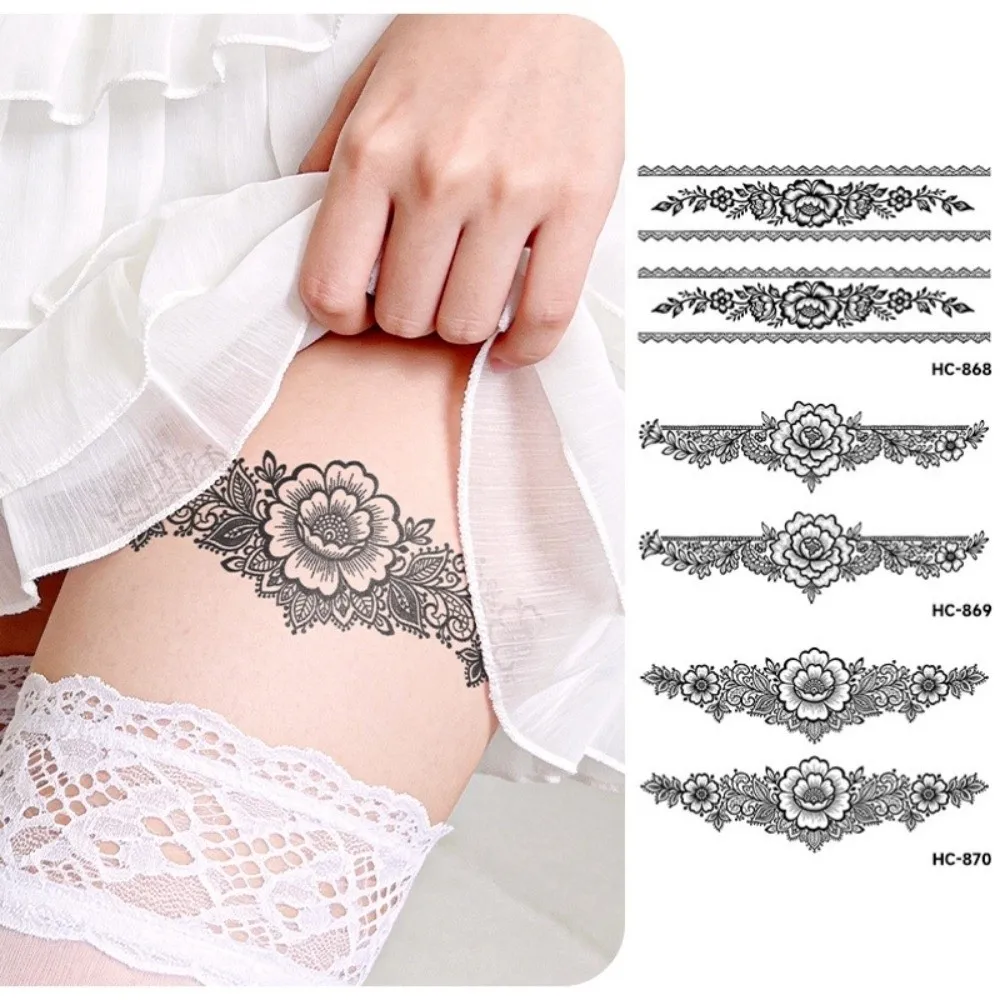 

Water Transfer Decals Henna Temporary Tattoo Stickers Fake India Mehndi Flower Leg Loop Herbaceous Juice Tattoo Waterproof
