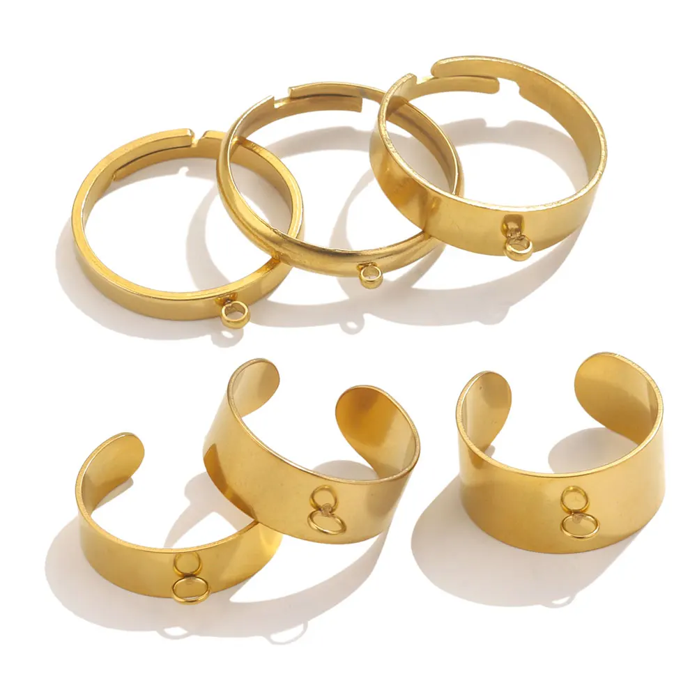 Bague vierge réglable en acier inoxydable, base de réglage, bricolage, bague, boucle, bijoux, résultats exécutifs, accessoires, 10 pièces