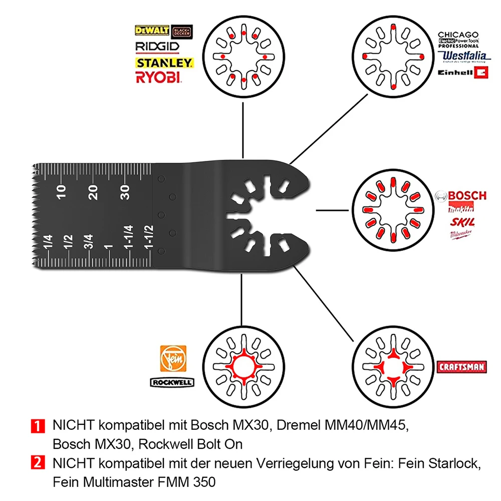 Kit de acessórios multiferramenta oscilante de 108 peças para corte de madeira/plástico/metal, lixamento e moagem, compatível com