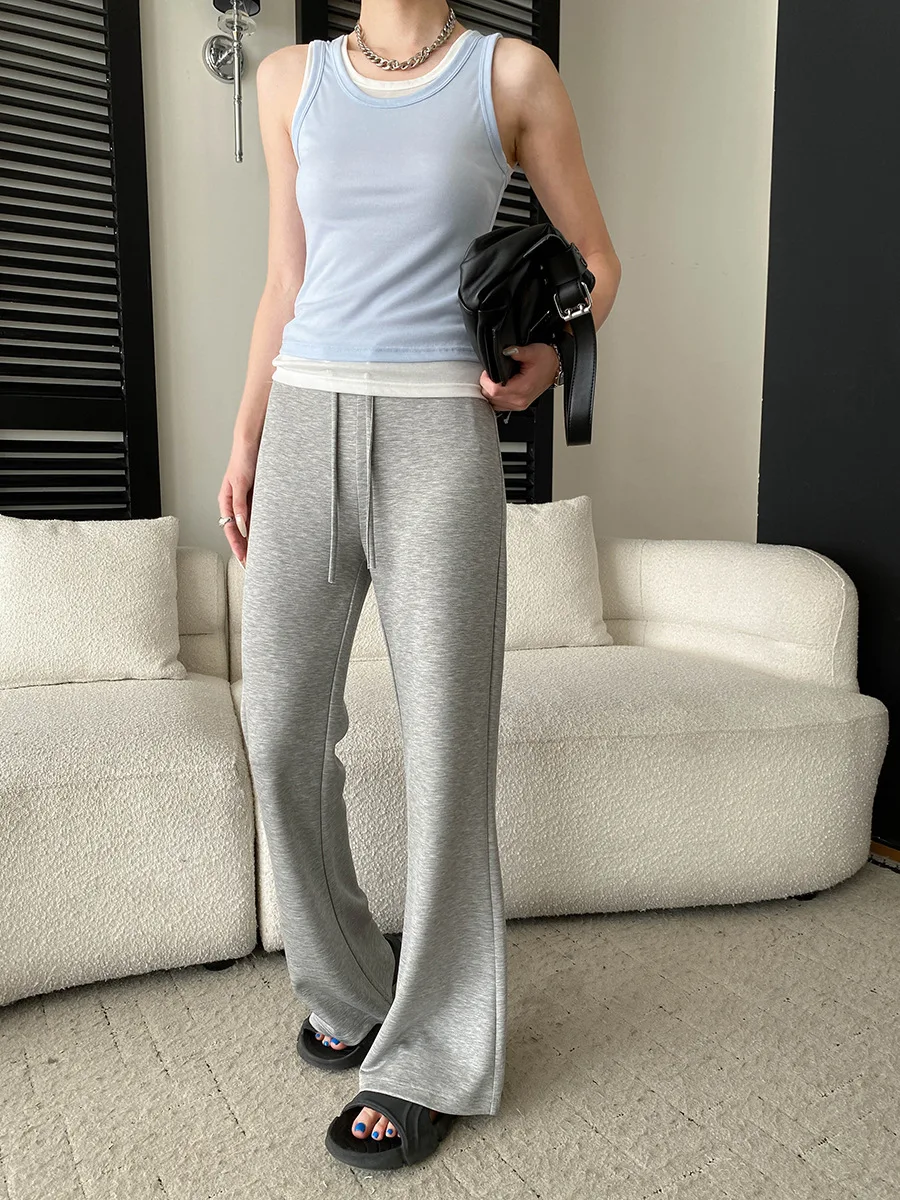 Sommerliches, lässiges, einfarbiges, kontrastfarbenes, zweiteiliges Tanktop mit Rundhalsausschnitt und schmaler Passform für Damen – Detail 29