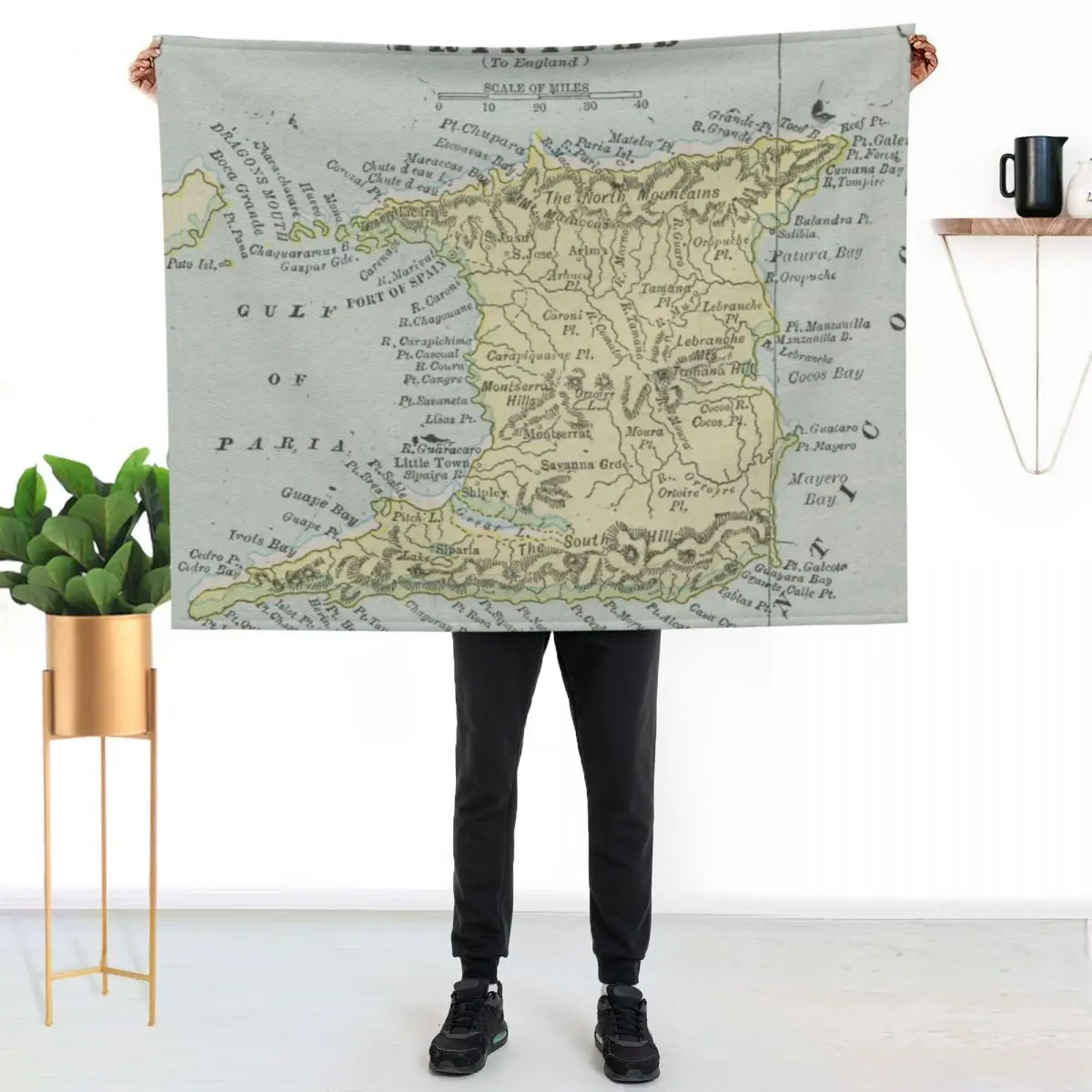

Vintage Trinidad Island Map (1901) Throw Blanket Lightweight Cozy Blanket for Bed Sofa