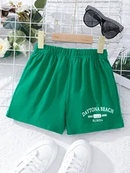 2024 Teen Girl Shorts 8 9 10 11 12 Years Old Summer Green Letter Printing Home Casual Simple Boys Soft Shorts 8 9 10 11 12 Years