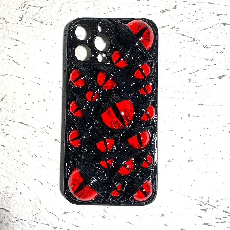 4041 Original Customized 3D Handmade Cell Phone Case Dark Cthulhu Luminous Beast Eyes Horror Gothic Bloody Punk Style Halloween