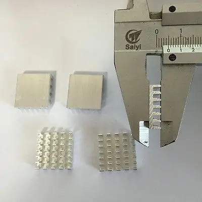 シルバートーンアルミニウムラジエーター、ヒートシンク、ヒートシンク、19mm x 19mm x 5mm、10個