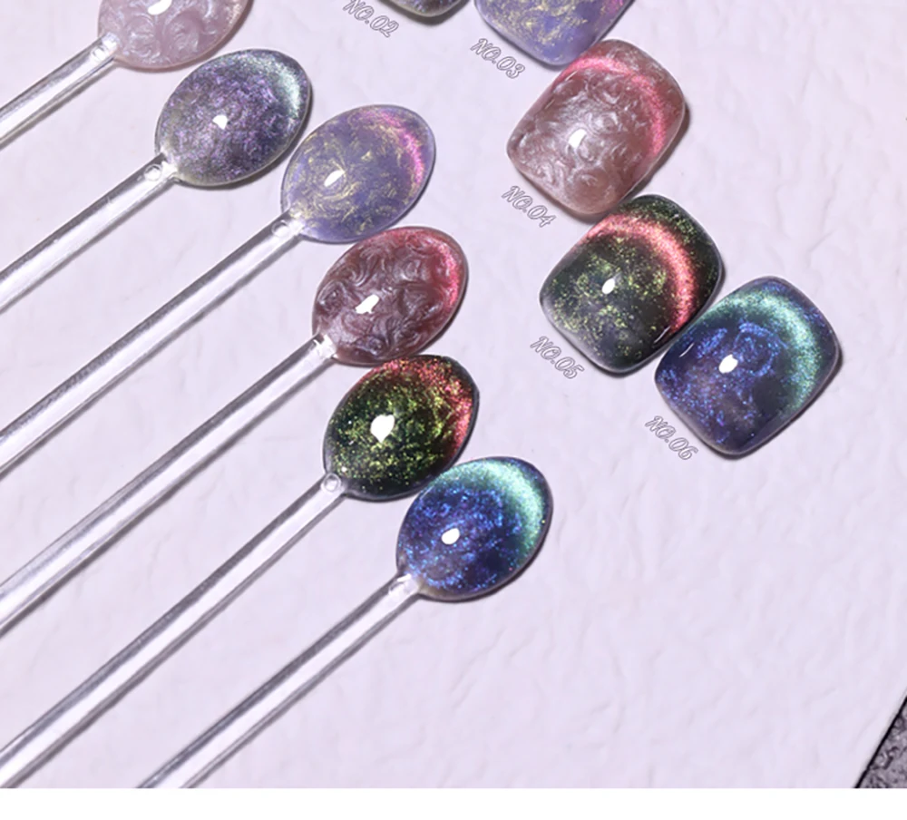 Vendeeni 6 Farben Perlmutt-Faden Katzenaugen-Nagelgel-Set Magnetischer UV-LED-Soak-Off-Gel-Lack Aurora Katzenaugen-Gel-Lack – Detail 12