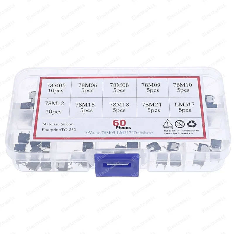 

60pcs 10Value TO-252 78M05 - LM317 Voltage regulator transistors Assortment Kit set