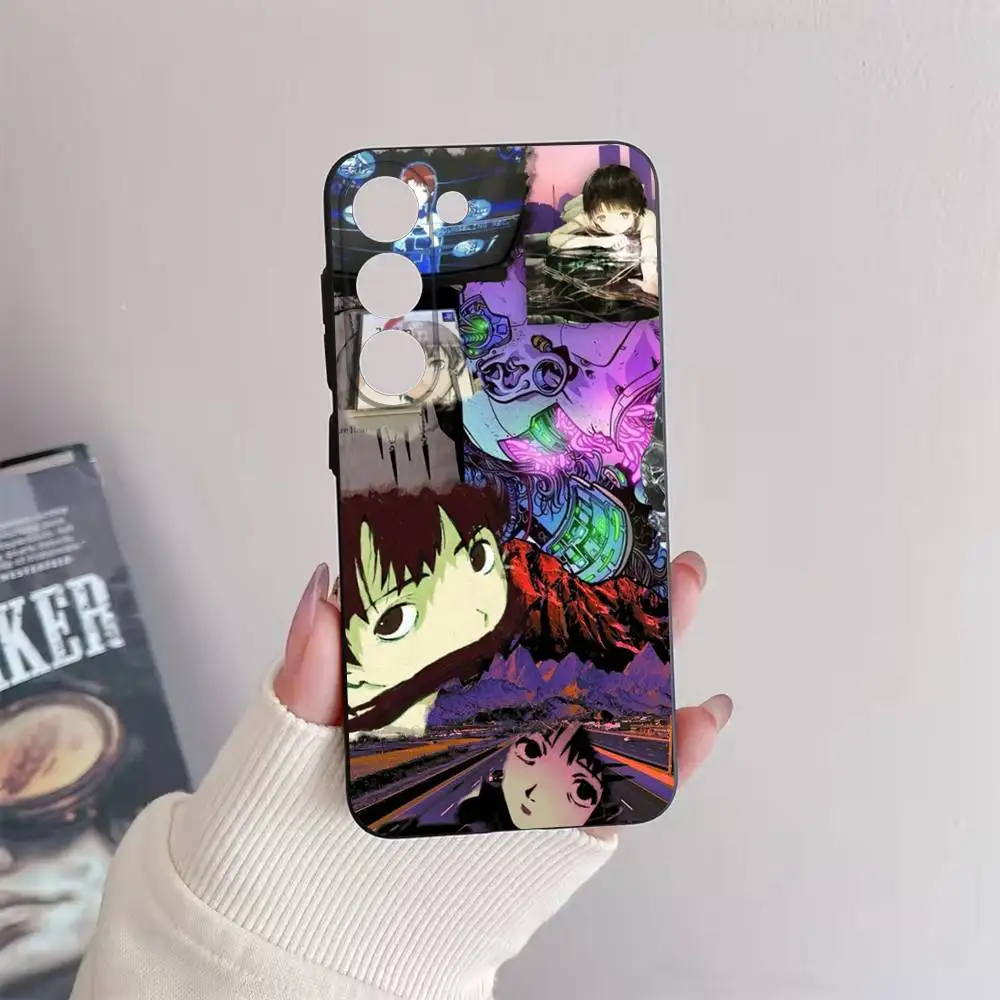 Seriële experimenten L-Lain telefoonhoesje voor Samsung Galaxy A73,72,51,53,52,71,22,5G,Note,J7,8,9 zachte zwarte cover