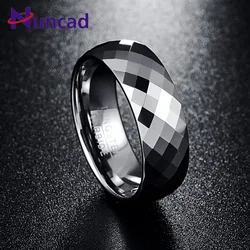 Nuncad Men's 7.5mm Multi-faceted High Polished Domed Tungsten Carbide Wedding Band Rings For Men Comfort Fit Size 7-12