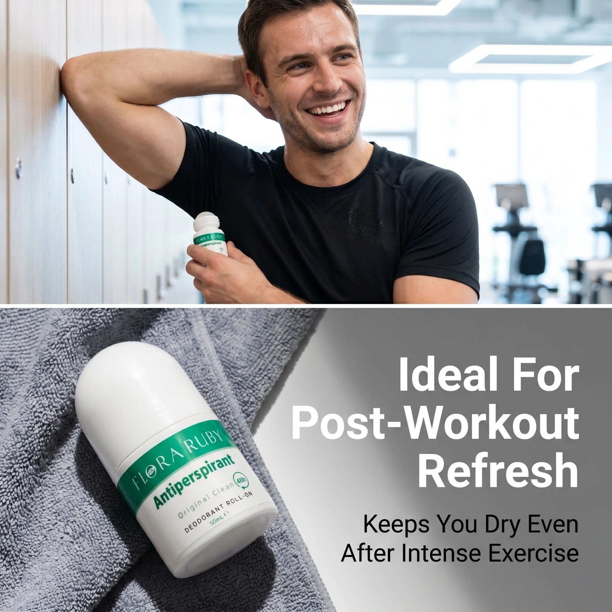 Flora Ruby deodorant rool on, 24-hour anti sweat and deodorizing, long-lasting freshness, easy to carry