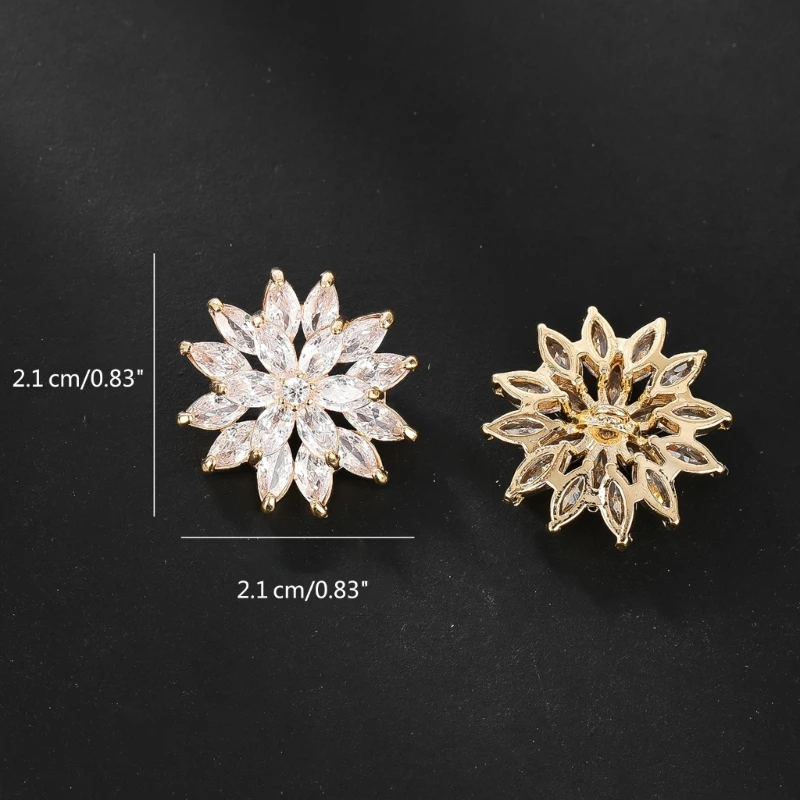 2 PCS Snowflake Button Brass Sewing Accessories for DIY Wedding Clothing Cardigan Cheongsam Crafts