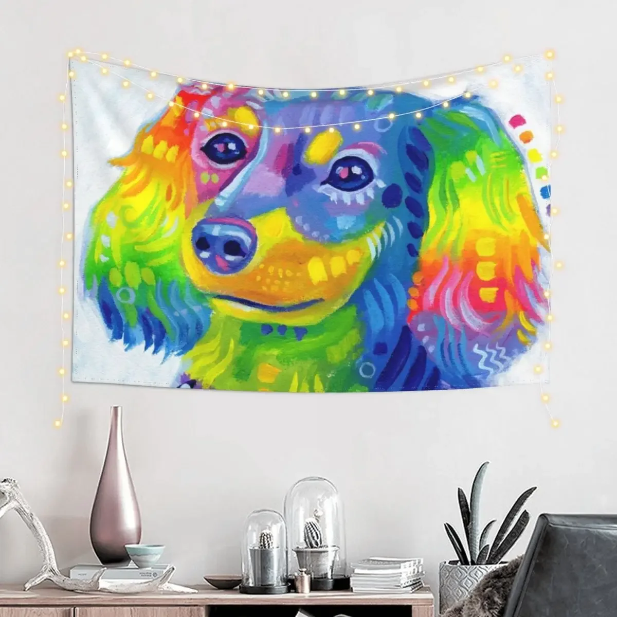 Rainbow Chiweenie Tapestry Wall Deco Custom Anime Decor Tapestry