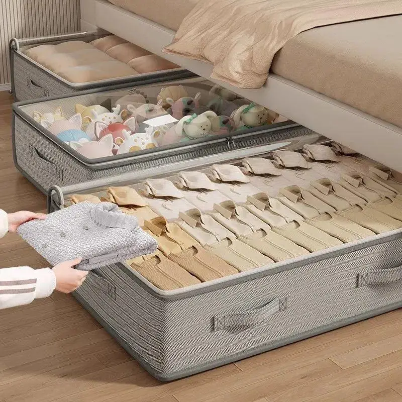 New Under Bed Storage Organizer Large Capacity Foldable With Handles For Storing Clothes Blankets Bedding