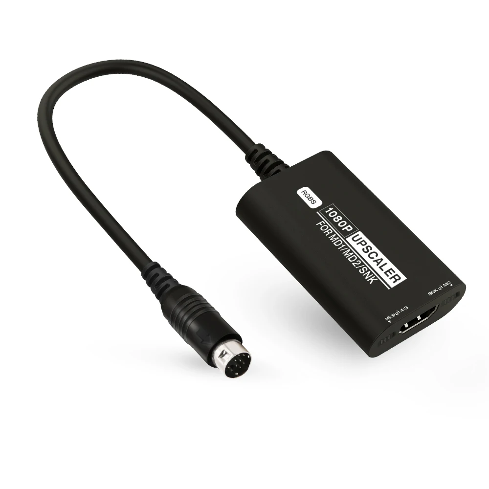 Конвертер Upscaler RGBS для игровой консоли SEGA MD1 MD2 SNK, адаптер Upscaler 1080P HDMI, конвертер с переключателем соотношения 16:9 4:3