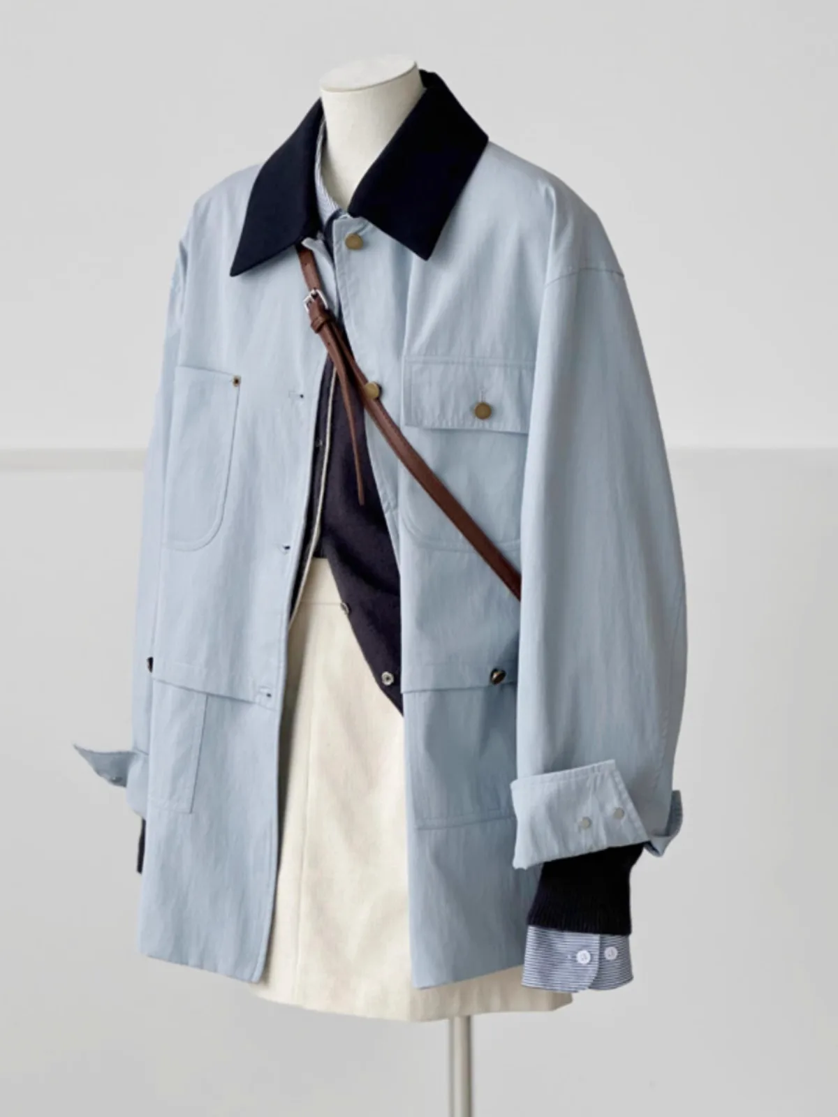 Losse, casual werkkleding Sle-jas Jaet halflange damesjas, kleine maat, lente herfst, Koreaanse versie, polyestervezel, lange mouwen