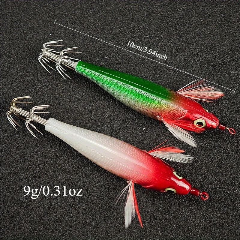 6-teiliges Set Horizontaler Tintenfisch-Jig Egi-Set Leuchtender Tintenfisch-Köder Regenschirmhaken Künstlicher Garnelen-Köder für Tintenfisch Oktopus – Detail 1