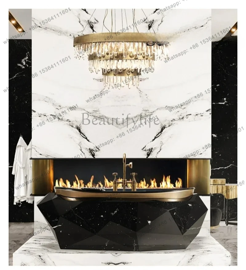 Italian light luxury rhombus bathtub villa large flat high-end home separate bathroom tank
