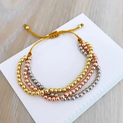 KKBEAD Bracelet Femme Jewelry Gold Plated Beads 18 K Waterproof Multilayer Beaded Bracelets for Women Gifts Pulseras